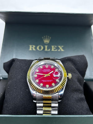Rolex Datejust Red Diamond Dial - Two-Tone Gold & Steel Watch
