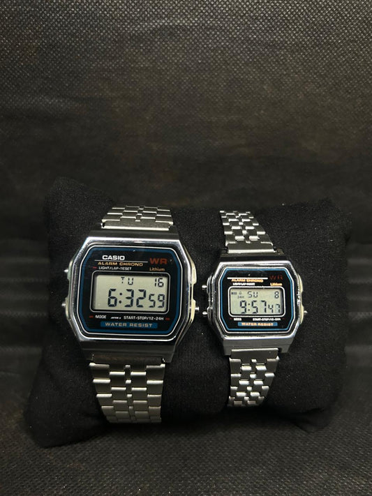 Casio Digital Watch Set - Retro Steel Bracelet Timepieces